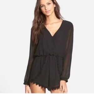 Astr Black Long Sleeve Romper